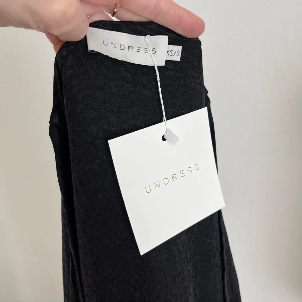 UNDRESS Lithuania ( NWT) | XS/S Maneli Cupro Black Midi Wrap Dress - Picture 4 of 12